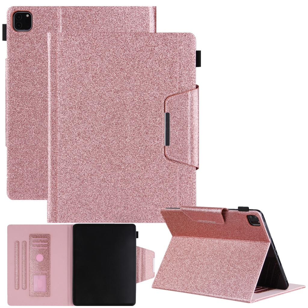 เคส iPad หนังกลิตเตอร์สําหรับทุกรุ่น | ตะขอโลหะ | หลับอัตโนมัติ/ตื่น | ช่องใส่บัตร | ฝาครอบขาตั้ง