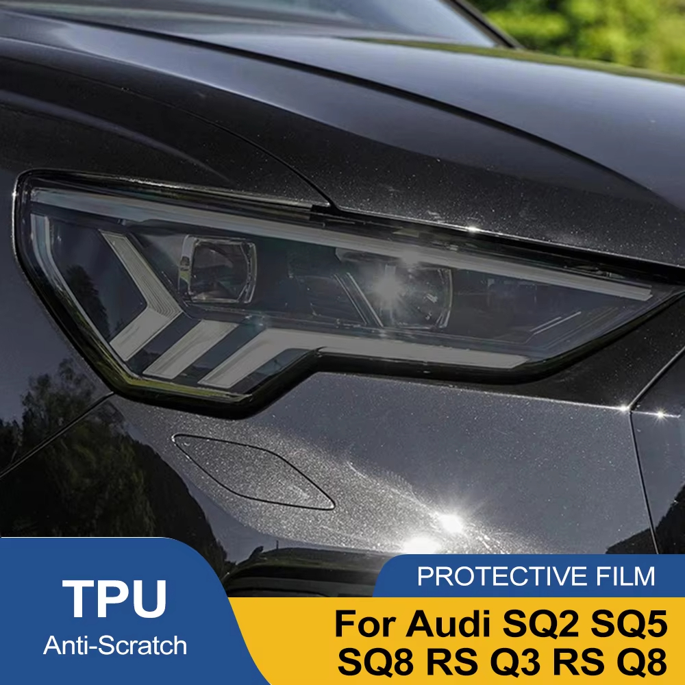 สําหรับ Audi SQ2 SQ5 SQ8 RSQ3 RSQ8 ไฟหน้ารถ TPU ป้องกันฟิล์ม Anti-Scratch ควันสีดําไวนิล Wrap Auto L