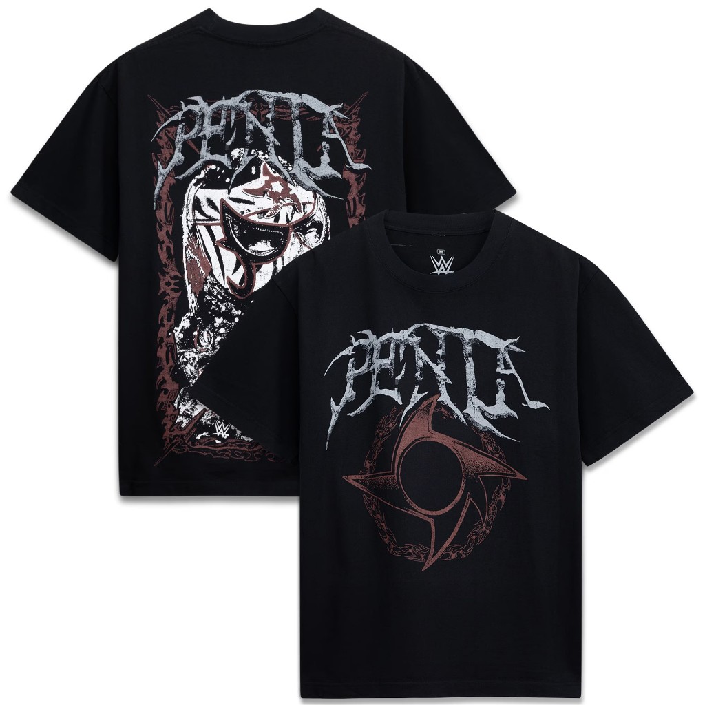 Wwe Mens Black Penta Gothic Tribal Graphic T-Shirt