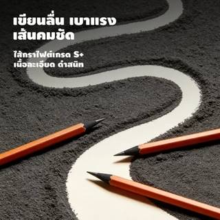 [ซื้อ 1 แถม 1] RukiRuki Black Wood HB S+ Pencils – ตะกั่วหนา 3.0 มม. ตัวหนาและเรียบ ทนการแตกหัก ปลอดภัยและสารเคลือบสารกันแบคทีเรียปลอดสารพิษ (1 กล่อง 10 ดินสอ)