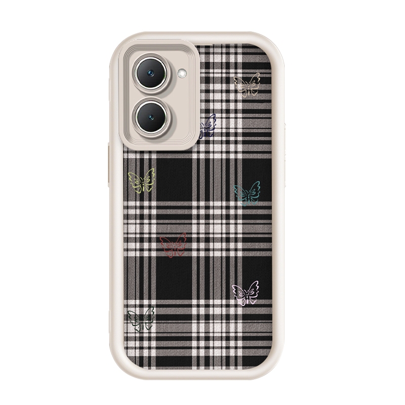 สําหรับ iQOO Z9 Lite/iQOO Z9 Lite 5G,สีดําสีขาวลายตารางหมากรุก,เคสโทรศัพท์ซิลิโคนป้องกันการตก