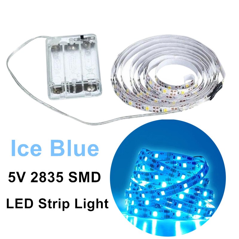 ไฟ LED Strip แบบพกพา ใช้แบตเตอรี่ 5V 2835SMD โคมไฟเทป LED ในร่มและกลางแจ้งสําหรับตกแต่ง DIY (8 สีและความยาวหลายสีให้เลือก)