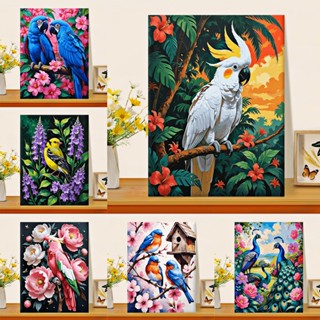 ดอกไม้และนก/ระบายสีตามตัวเลข/ผนังศิลปะ/ภาพวาดผ้าใบ/ตกแต่งห้อ…