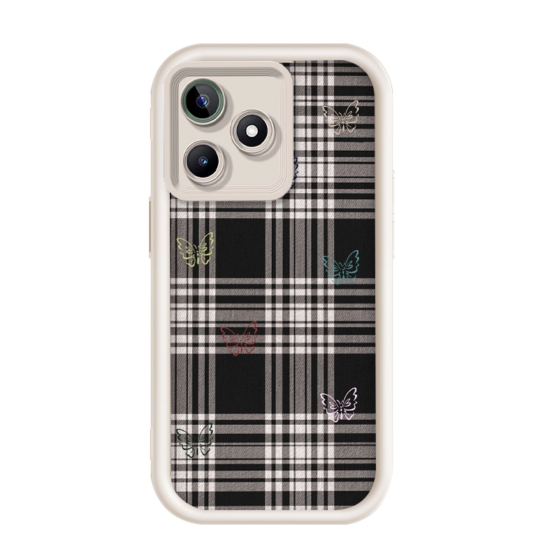 สําหรับRealme C63/Realme C61/Realme Narzo N63-4G,สีดําสีขาวลายตารางหมากรุก,เคสโทรศัพท์ซิลิโคนป้องกัน