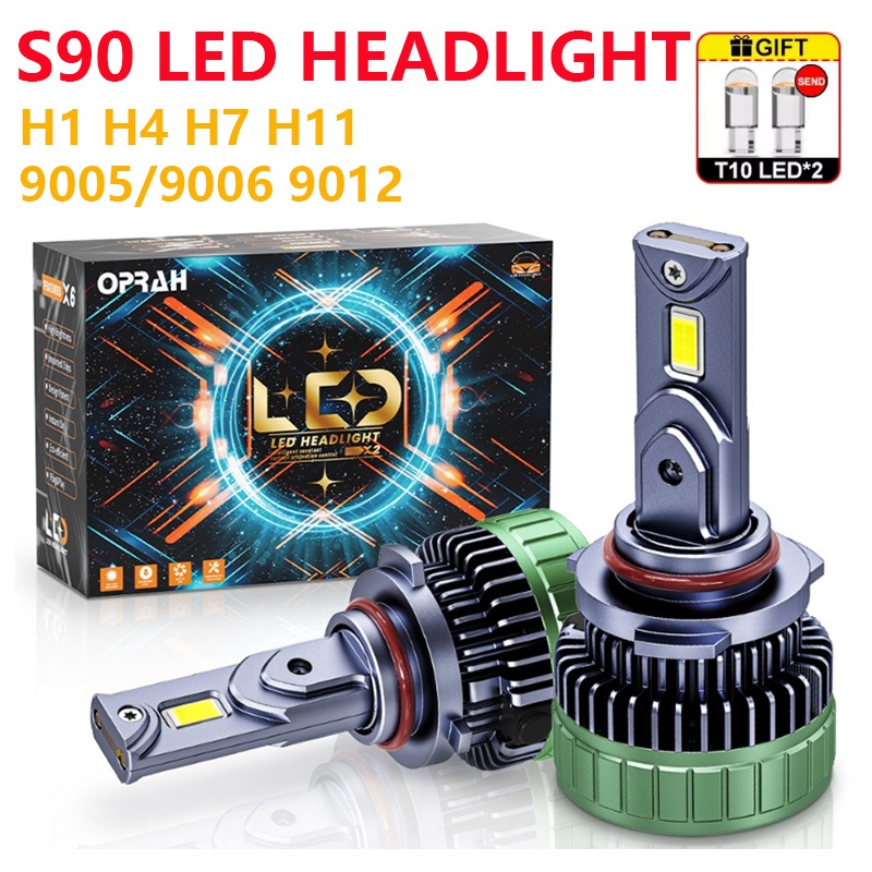 S90 ไฟหน้ารถ LED h1 h4 h7 H11/H8/H9 9005 9006 หลอดไฟ 240W 30000 Lumens Bright 6000K Cool White หมอกฮ