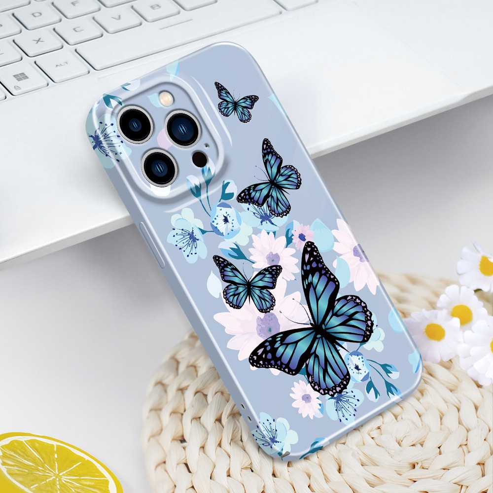 เคสโทรศัพท์สําหรับ IPhone 14 13 Pro Max Mini Lily Butterfly Film Hard Cover