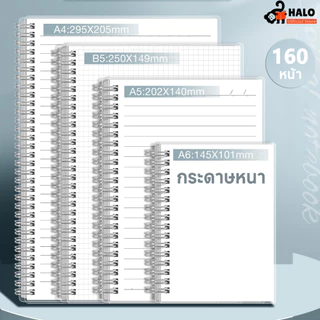 สมุดโน๊ตขนาด A4/A5/A6/B5 สมุดโน้ตขนาดใหญ่แบบเรียบง่าย พิเศษสำหรับนักเรียนมัธยมปลายและนักศึกษาวิทยาลัย ตารางไดอารีสแควร์ สมุดปกใส 4 ขนาด กระดาษ 3 แบบ มีเส้น ไม่มีเส้น ตาราง