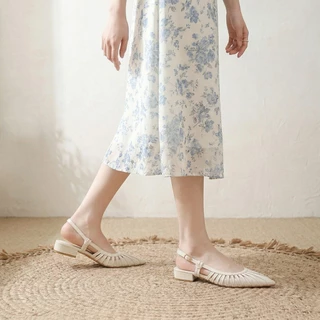 【ส่งจากไทย】Fancylee รองเท้าส้นเตี้ย ลายทางกลวง เหมาะสำหรับสวมใส่ลำลอง