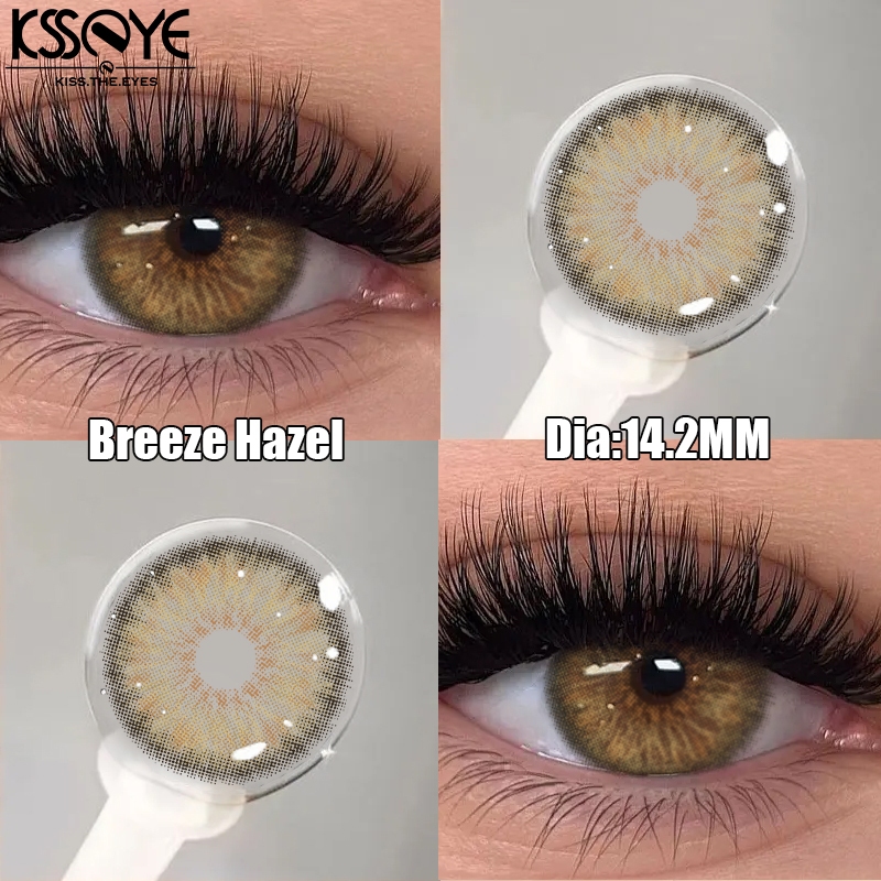 KSSEYE คอนแทคเลนส์ 2 ชิ้น Breeze Hazel 14.2 มม.รายปีคอนแทคเลนส์สายตาสั้นเกรด (0-8.00)