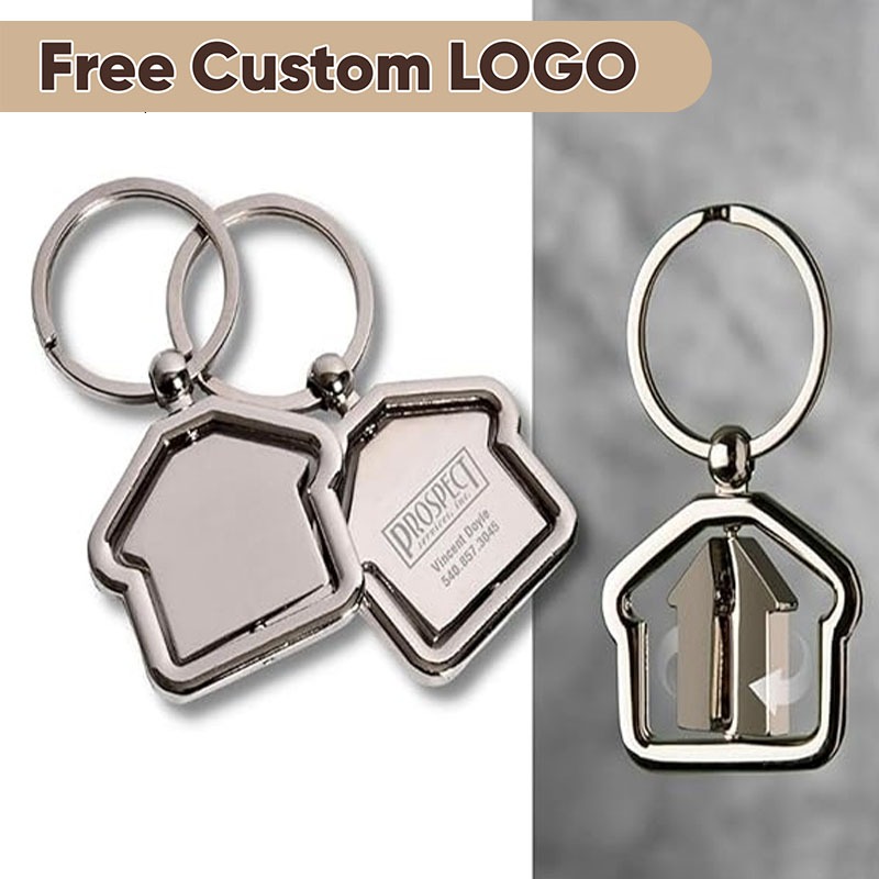 1pcs ฟรีแกะสลัก House KeyChain แกะสลักโลโก้และ QR รหัสส่วนบุคคลของขวัญครบรอบพวงกุญแจสําหรับภรรยาของข