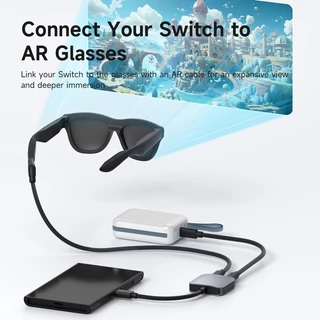 Hagibis AR สมาร์ทแว่นตาสาย USB C ชาร์จข้อมูลและแหล่งจ่ายไฟ 4K60Hz Wedge Plug สําหรับ XREAL One/Air RayNeo Air VITURE