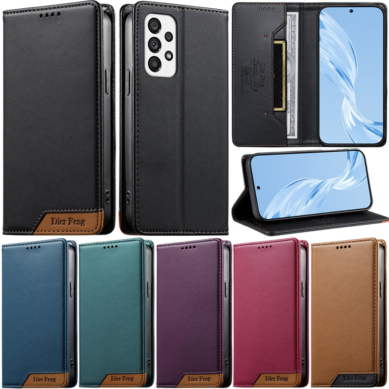 SAMSUNG หรูหราสําหรับSamsung Galaxy A53 A33 A73 A52 A72 A52s A23 A13 A54 A34 A24 A12 A51 4G A32 5G A71 4G Retro Spliceหนังสือหนังกรณี