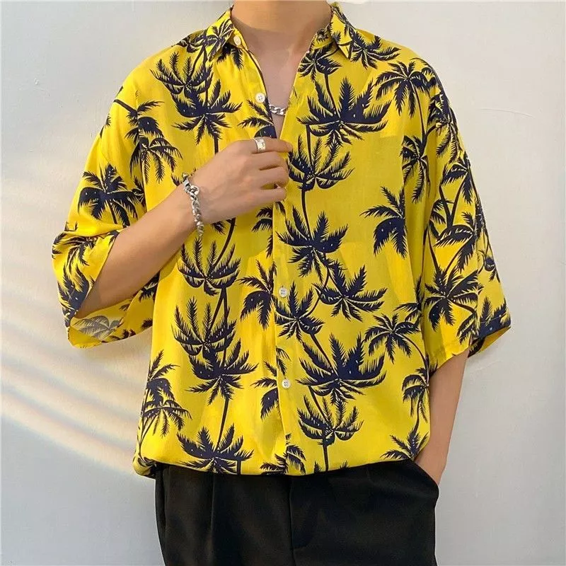 เสื้อเชิ้ตฮาวายชาย แขนสั้น ลายดอก ฟรีไซส์ thumbnail 4