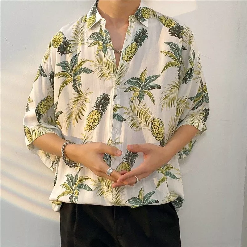 เสื้อเชิ้ตฮาวายชาย แขนสั้น ลายดอก ฟรีไซส์ thumbnail 7