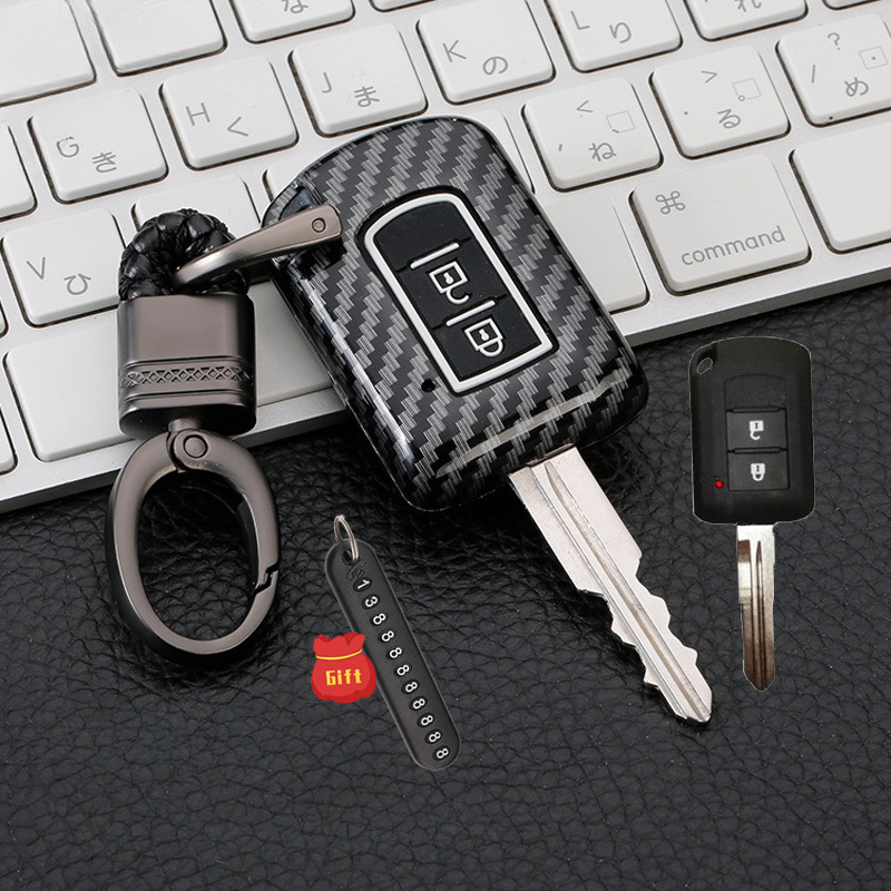 【พร้อมส่ง】เคสกุญแจคาร์บอนไฟเบอร์ สําหรับ Mitsubishi Xpander Triton Attrage Mirage Lancer Montero Strada GLX