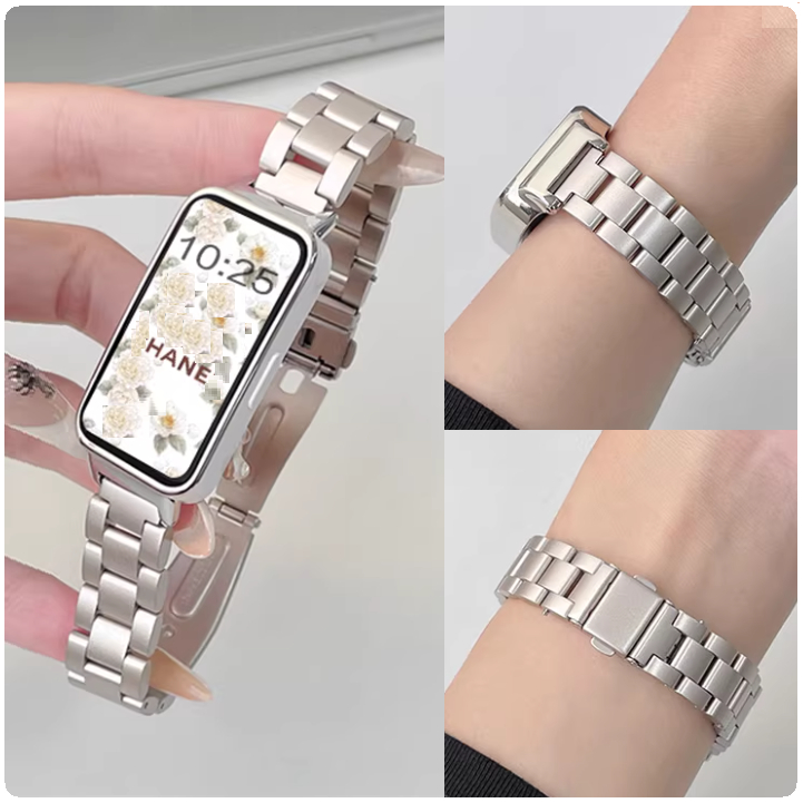 Stainless Steel Watch Strap For Huawei Band 11 pro สาย Metal สาย Huawei Band 11 Strap Steel Huawei Band 10 สาย Huawei Band 7/8/9/10/11 สาย Huawei Band 11pro bracelet Huawei Band 9 สาย Adjustable Huawei band 7 สาย Replacement สาย Huawei Band 9 Strap