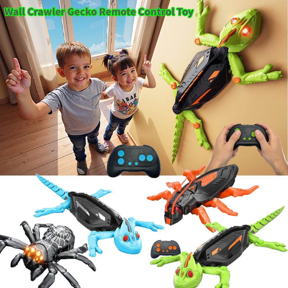 Wall Crawler Gecko รีโมทคอนโทรลของเล่นไฟฟ้า Lizard ของเล่น LED เรืองแสงตา 360° หมุน, สัตว์ของเล่นสนุกในร่มของเล่นของขวัญไอเดียปาร์ตี้ผนังปีนเขาจิ้งจกกิ้งก่าแมลงสาบหุ่นยนต์