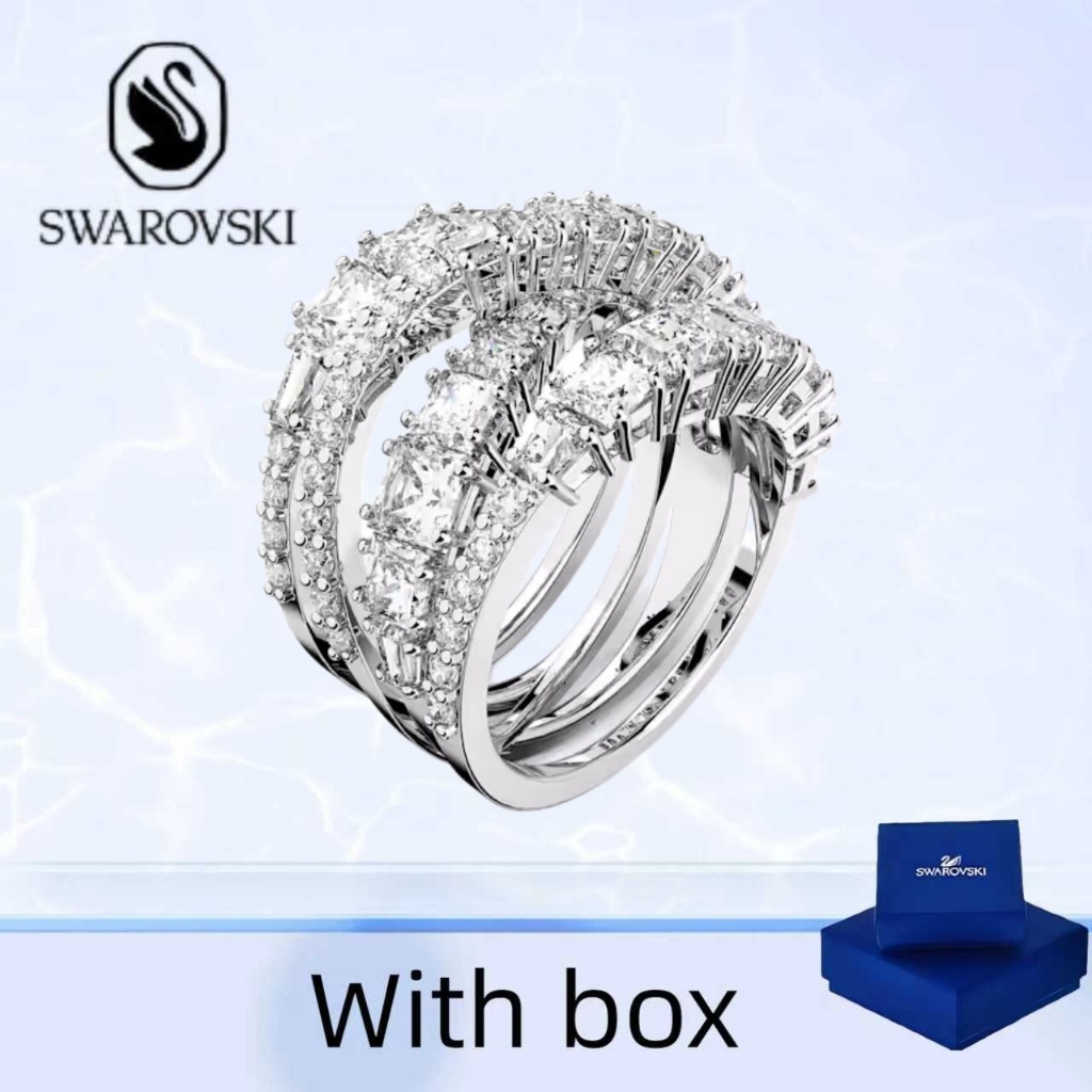 แหวนเงินแท้_hyperbola_white_spiral_design จากSwarovski สำหรับแฟชั่นส่วนตัว