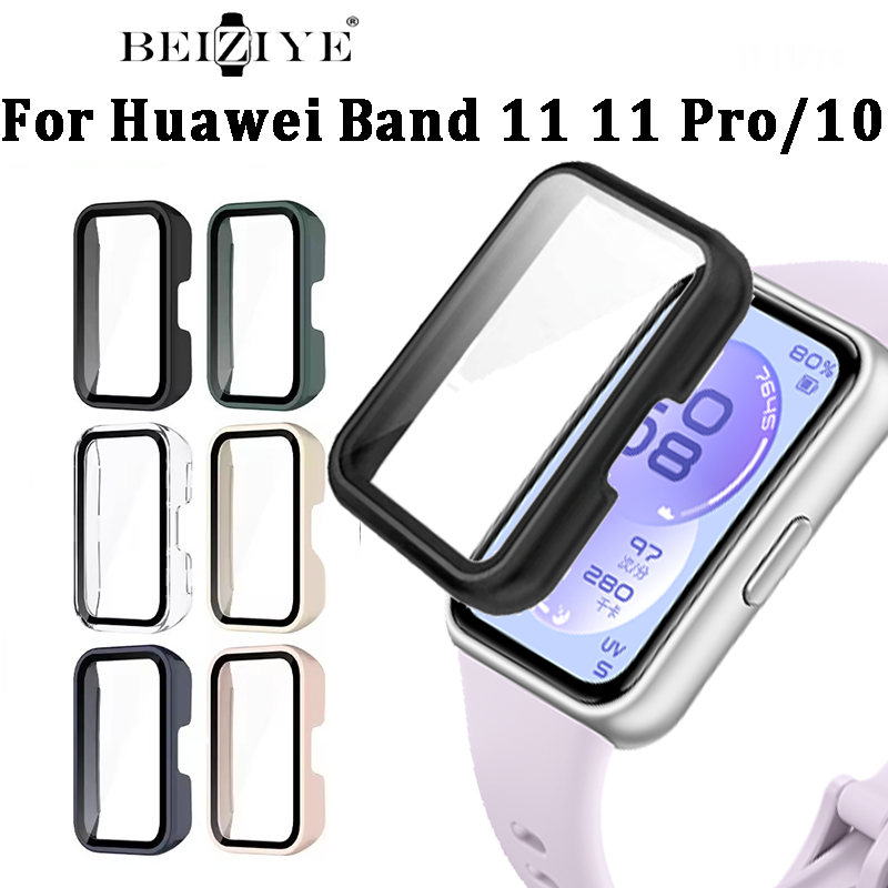 2-in-1 กระจกนิรภัย + เคสสําหรับ Huawei Band 11 11Pro อุปกรณ์เสริม PC กันชนรอบด้านสําหรับ Huawei Band 10 ฝาครอบป้องกัน + ป้องกันหน้าจอ