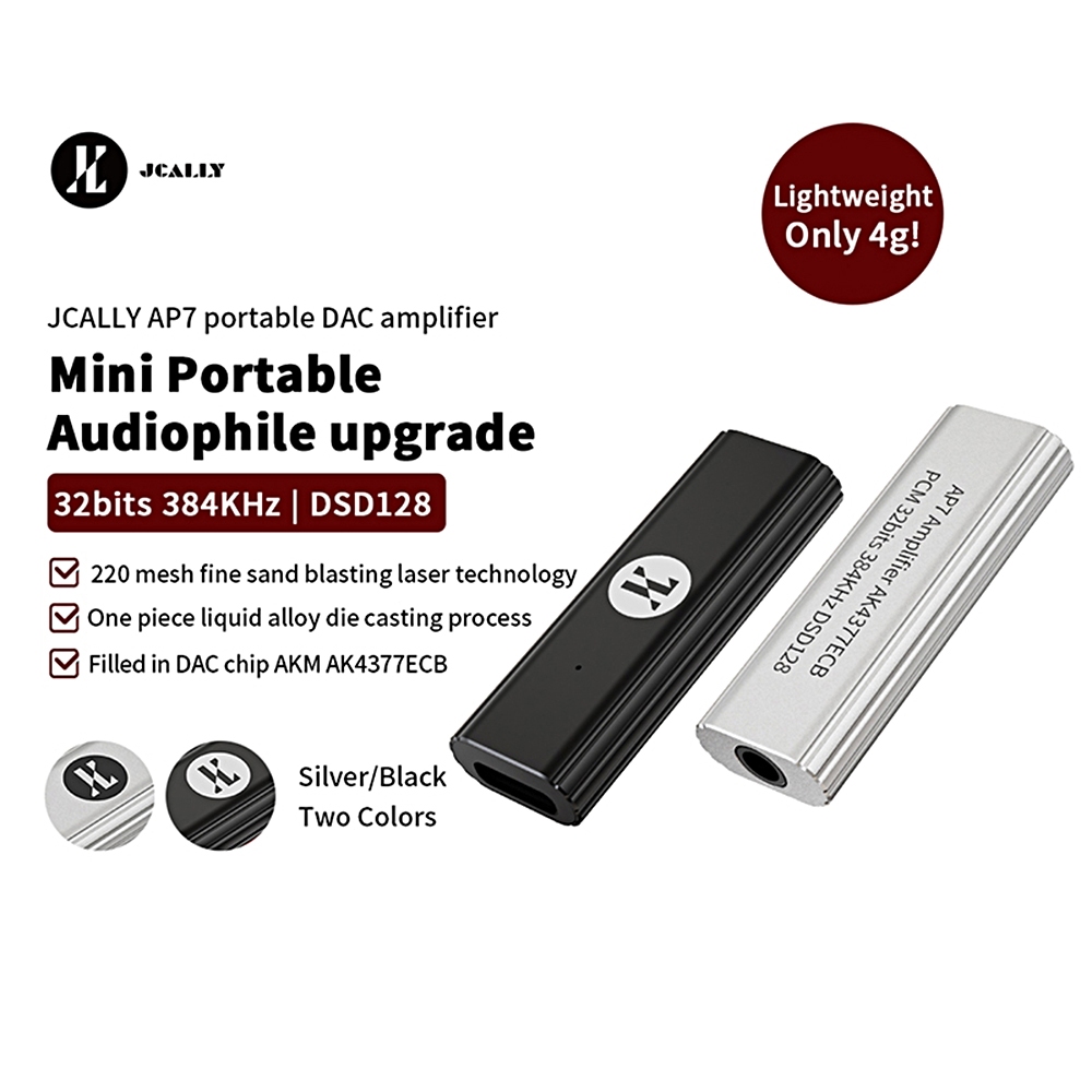JCALLY AP7 Type-C ถึง 3.5 มม.เครื่องขยายเสียง DAC แบบพกพา HiFi Lossless เสียงดิจิตอลรหัสชิปเสียงต่ํา