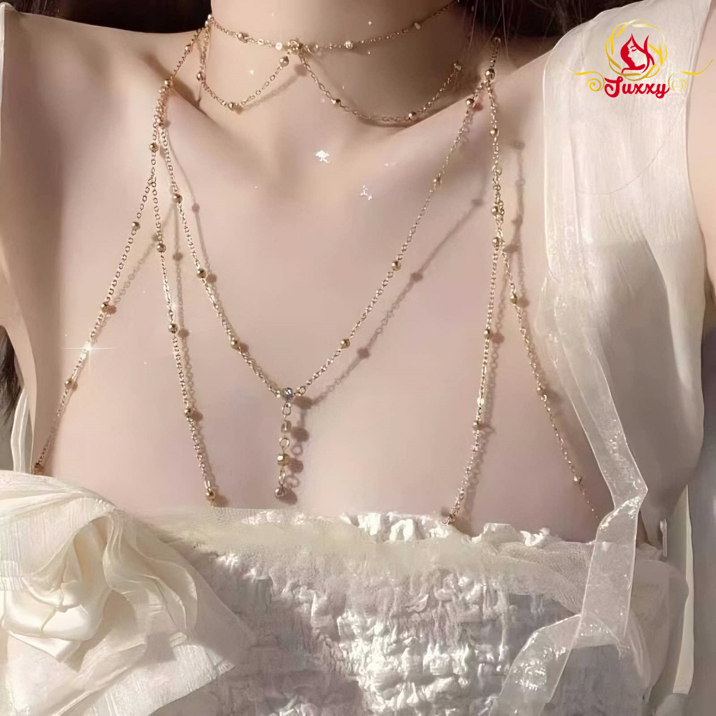 [ส่งด่วน กทม. 3 ชม.ถึง⚡]หวาน สร้อยคอ สาวใช้ แสงหรูหรา โซ่หน้าอก สร้อยคอ เครื่องประดับ จัดส่งจากกรุงเทพฯ🌺 M-5XL | 40-100กก.P302