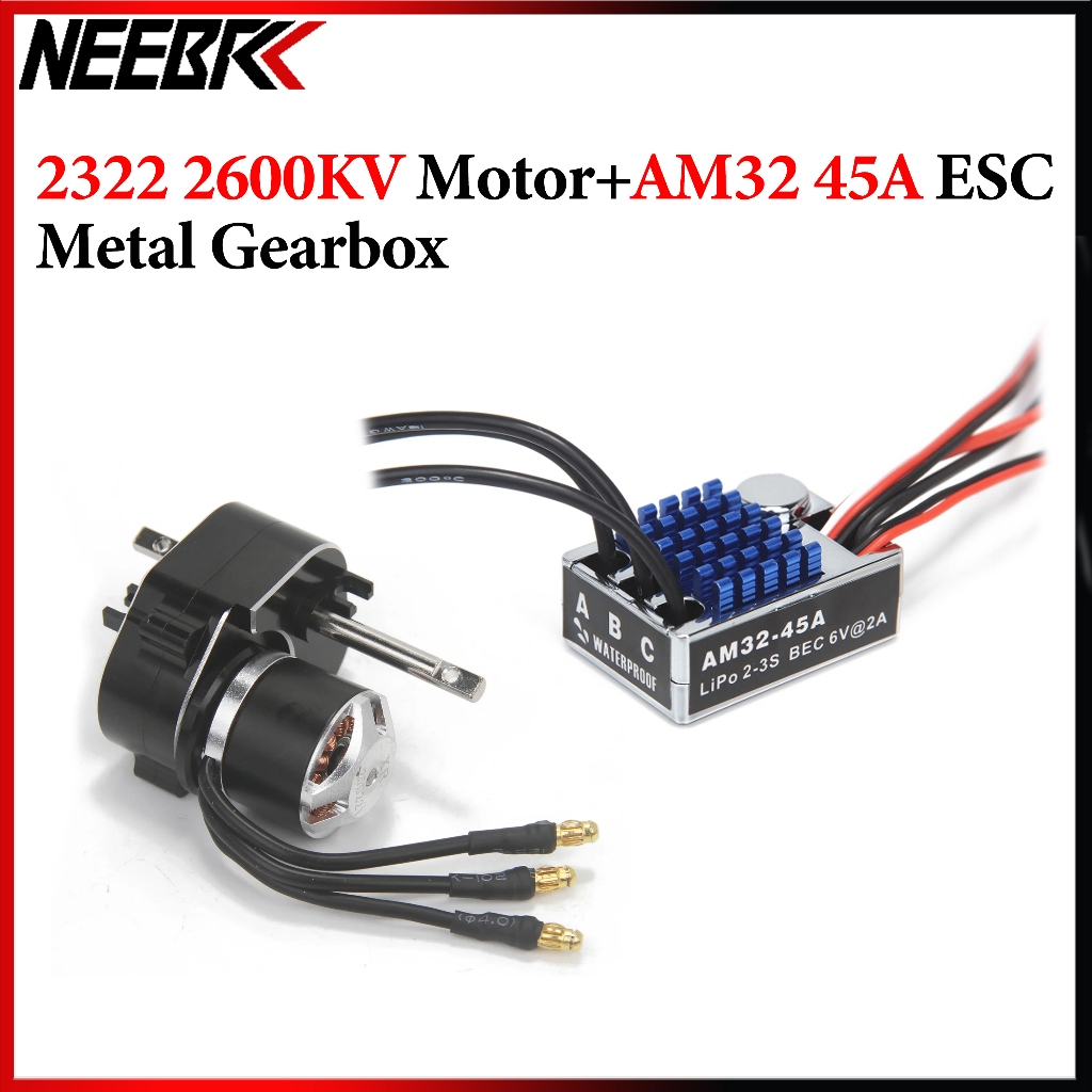 NEEBRC 2322 2600KV Outrunner มอเตอร์ไร้แปรง AM32 45A ESC โลหะเกียร์สําหรับ MN82 MN99S MN168 MN78 RC 
