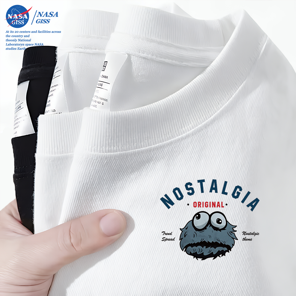 NASA เสื้อยืดชายหญิงแขนสั้น สไตล์ลำลอง summer Cookie Monster พิมพ์ลาย คอตตอน คอกลม หลวมและระบายอากาศ