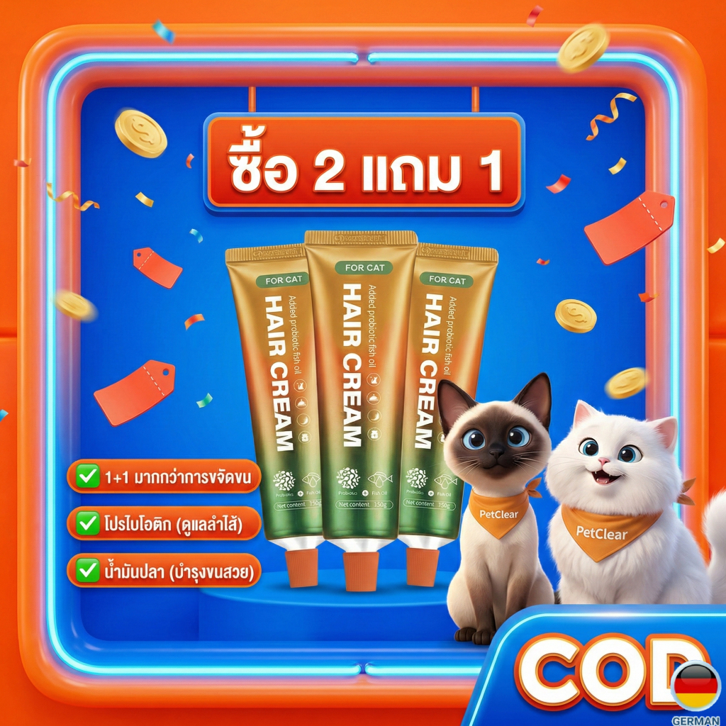 【พร้อมส่ง】FOR CAT ครีมละลายก้อนขนแมว ลดการอาเจียน เพิ่มโปรไบโอติก+น้ำมันปลา 120g