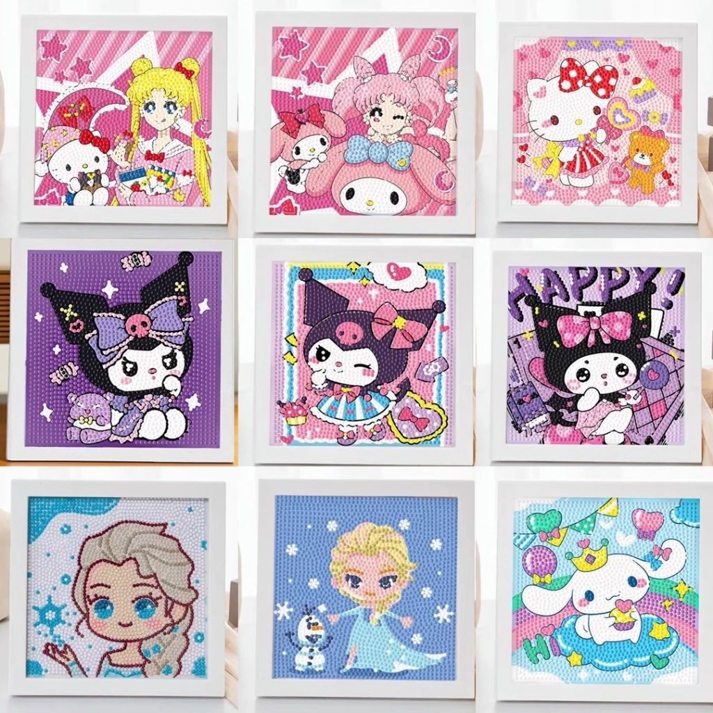 ภาพติดเพชรพร้อมกรอบรูป ของน่ารัก ครอสติสคริสตัล DIY ขนาด 18*23cm สำหรับเด็ก ของขวัญเด็ก ของเล่นเด็ก การทำสมาธิ จิตรกรรม