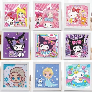 ภาพติดเพชรพร้อมกรอบรูป ของน่ารัก ครอสติสคริสตัล DIY ขนาด 18*23cm สำหรับเด็ก ของขวัญเด็ก ของเล่นเด็ก การทำสมาธิ จิตรกรรม