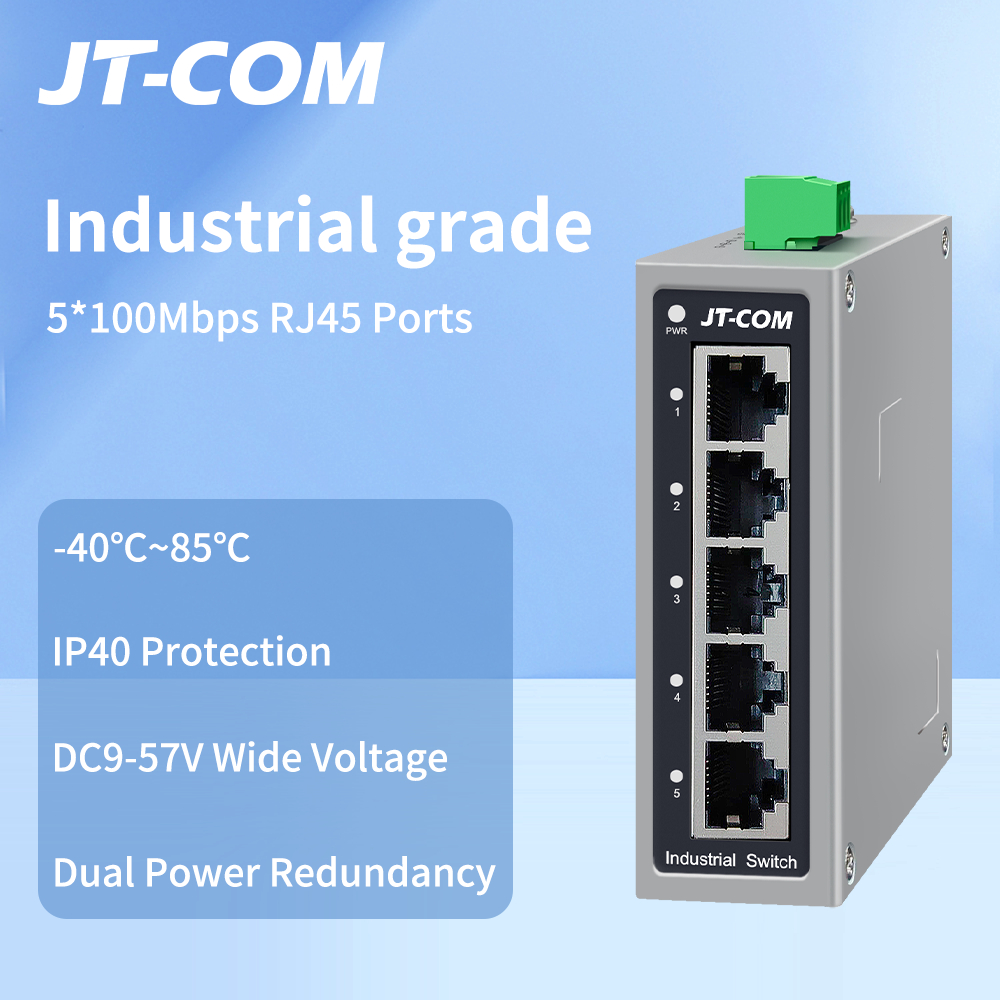 Industrial Switch 5 Port 10/100Mbps DIN-Rial installation DC 9~52V Ethernet Switch
