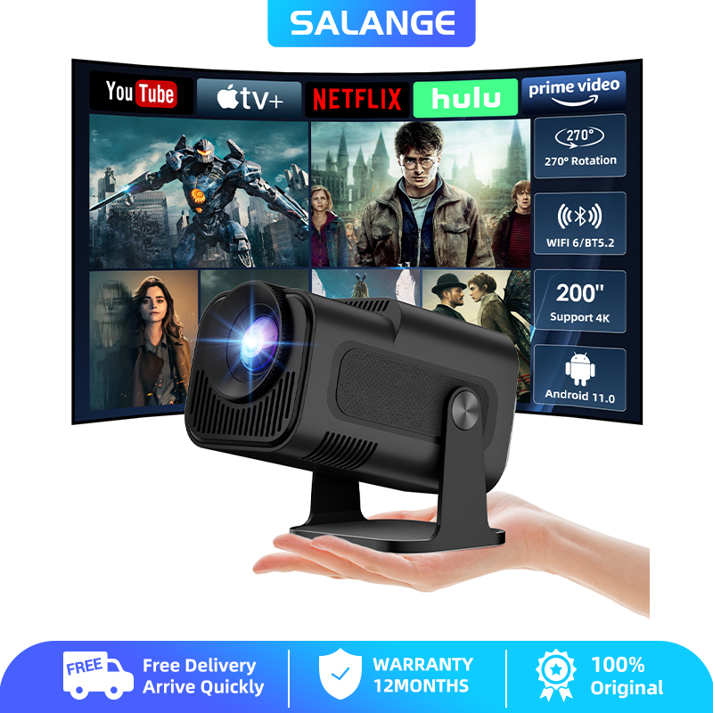 【Thailand Delivery】[ใหม่ UPGRADE] Salange HY320 โปรเจคเตอร์คีย์โทนอัตโนมัติแบบพกพาขนาดเล็ก, FHD 1080P สมาร์ทโปรเจคเตอร์รองรับ 10000 Lumens พร้อม WiFi 6, BT 5.0, หมุนได้ 180 องศา, Android ในตัว 11.0