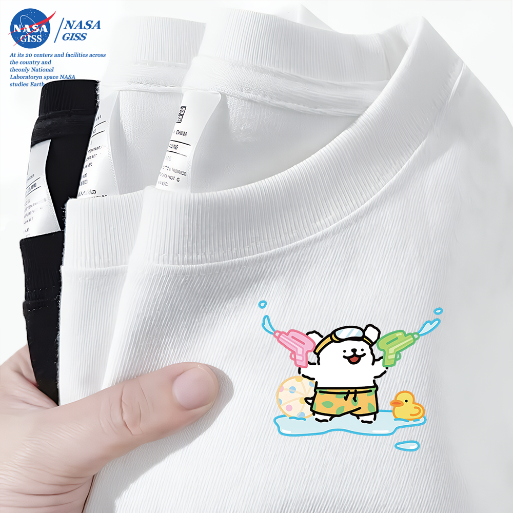 NASA เสื้อยืดชายหญิงแขนสั้น สไตล์ลำลอง summer เทศกาลสงกรานต์ พิมพ์ลาย คอตตอน คอกลม หลวมและระบายอากาศ