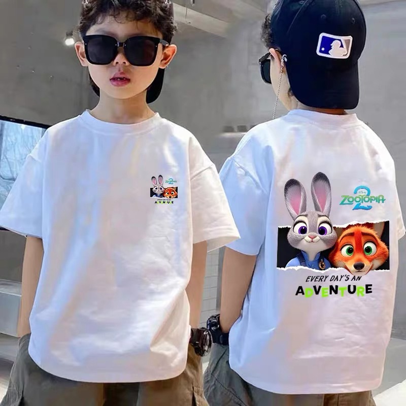 NASA เสื้อยืดเด็ก Judy Nick ลายการ์ตูน เสื้อยืดแขนสั้น ผ้าฝ้าย 100% ระบายอากาศดี ใส่ได้ทั้งเด็กชาย-หญิง