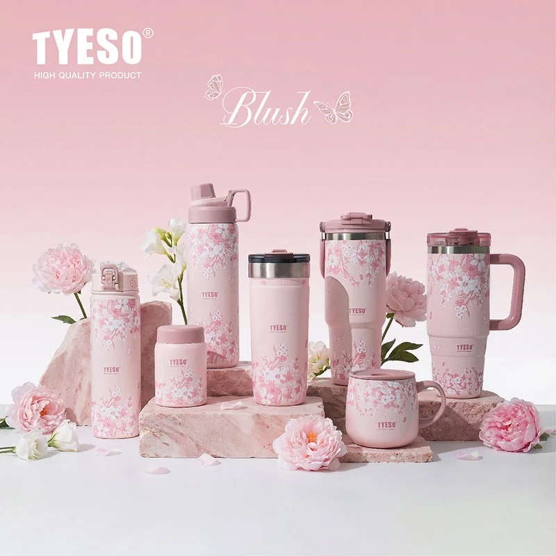 TYESO รุ่นใหม่ 2026 แก้วเก็บความเย็นลายดอกไม้ 900ML แก้วเก็บอุณหภูมิสแตนเลส พร้อมหลอด เก็บเย็น 24H ร้อน 12H thumbnail 10
