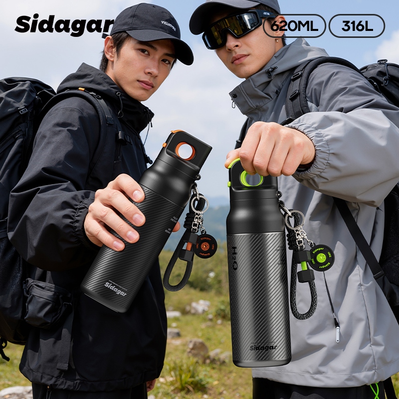 Sidagar Sports Water Bottle แก้วเก็บความเย็น 620ML 316 Stainless กระบอกน้ำพกพา แก้วน้ำออกกำลังกาย Outdoor Cup