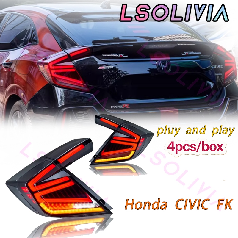 ไฟท้าย LED Honda Civic FK7 FK8 Double V Design ชุดไฟท้ายพร้อม DRL ไฟวิ่งกลางวัน LS