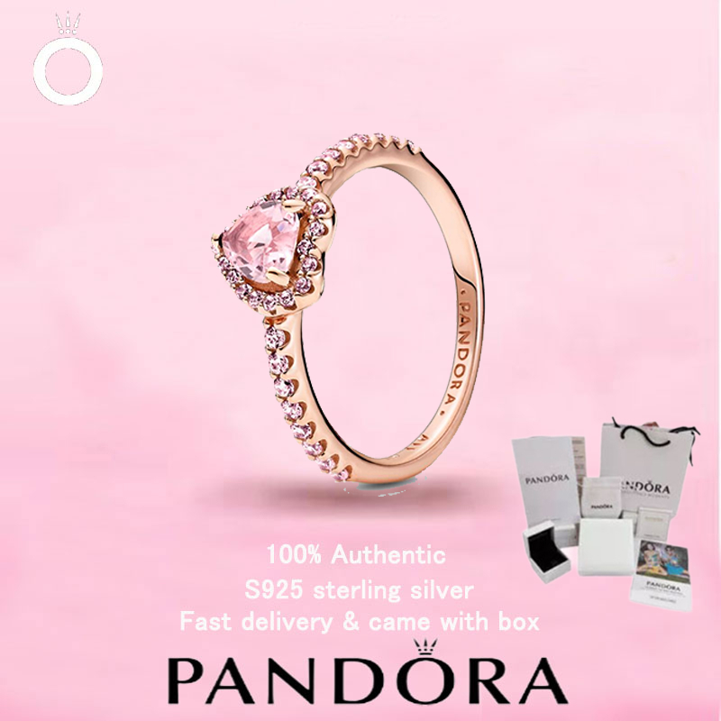 แหวนหัวใจสีชมพูประกายระยิบระยับ Pandora ในสไตล์พิงค์โรสโกลด์ เหมาะสำหรับเป็นของขวัญวันวาเลนไทน์