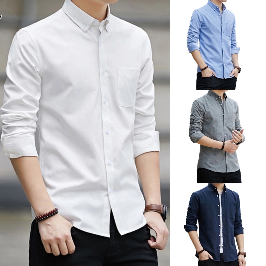 เสื้อเชิ้ตแขนยาวลําลอง คอปก ผ้าฝ้าย และผ้าลินิน แฟชั่นสําหรับผู้ชาย