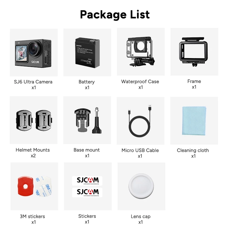 SJCAM SJ6 Ultra กล้องแอ็คชั่น 4K, ระบบกันสั่น, ควบคุมด้วยเสียง, กล้องติดหน้ารถจักรยานยนต์, ตกปลา, ดำน้ำ, ถ่ายวิดีโอกลางแจ้ง thumbnail 10