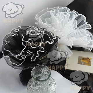 กระดาษห่อช่อดอกไม้ ผ้าตาข่าย ประดับมุก ยาว 4 หลา สำหรับงาน DIY งานฝีมือ ประดิษฐ์ดอกไม้
