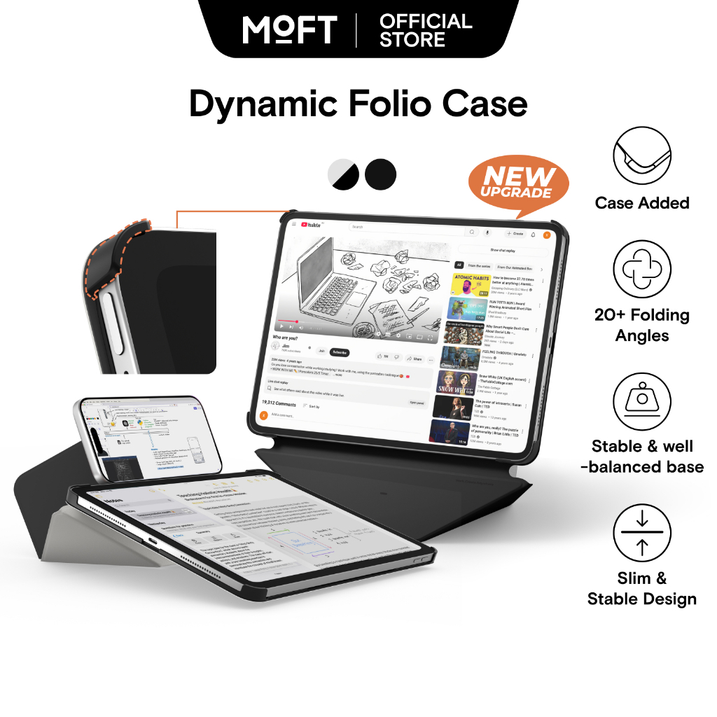 MOFT Dynamic Folio Case สําหรับ iPad เข้ากันได้กับ iPad Air 11 M3/M4(2026) & Pro 13 M4/M5 & iPad min