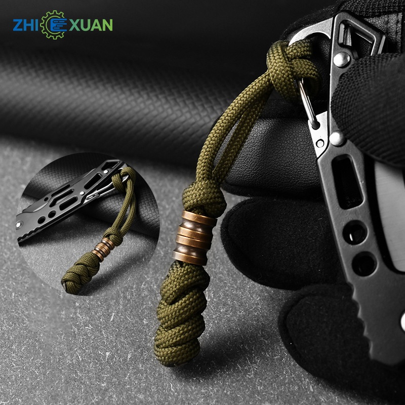 ZHI XUAN พวงกุญแจทองเหลือง เชือกถักพาราคอร์ด ตะขอพวงกุญแจ ที่คล้องซิป