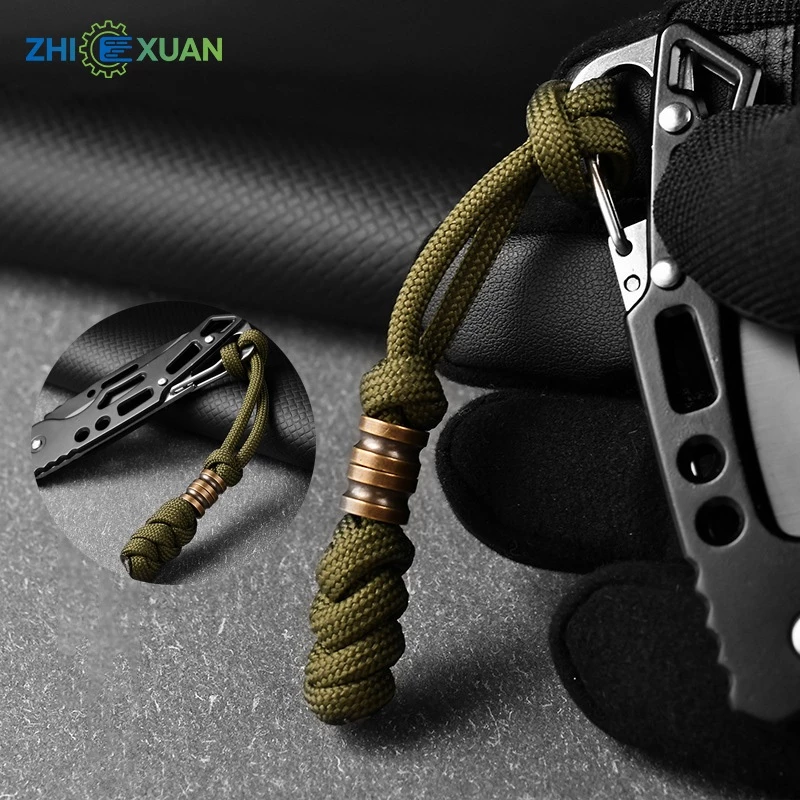 ZHI XUAN พวงกุญแจทองเหลือง เชือกถักพาราคอร์ด ตะขอพวงกุญแจ ที่คล้องซิป