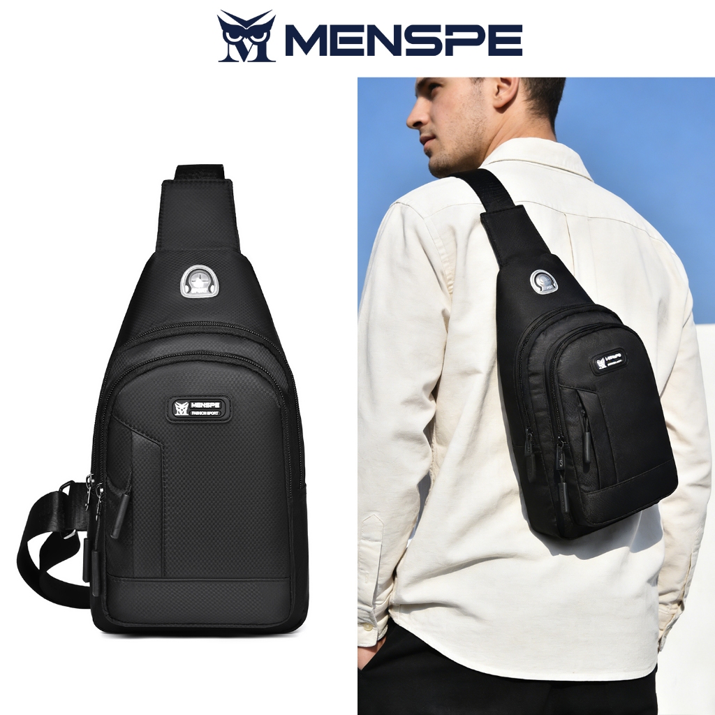 MENSPE Mens Chest Bag Fashion Cross-Body Bag Oxford Cloth Waterproof Shoulder Bag กระเป๋าคาดหน้าอกบุรุษ