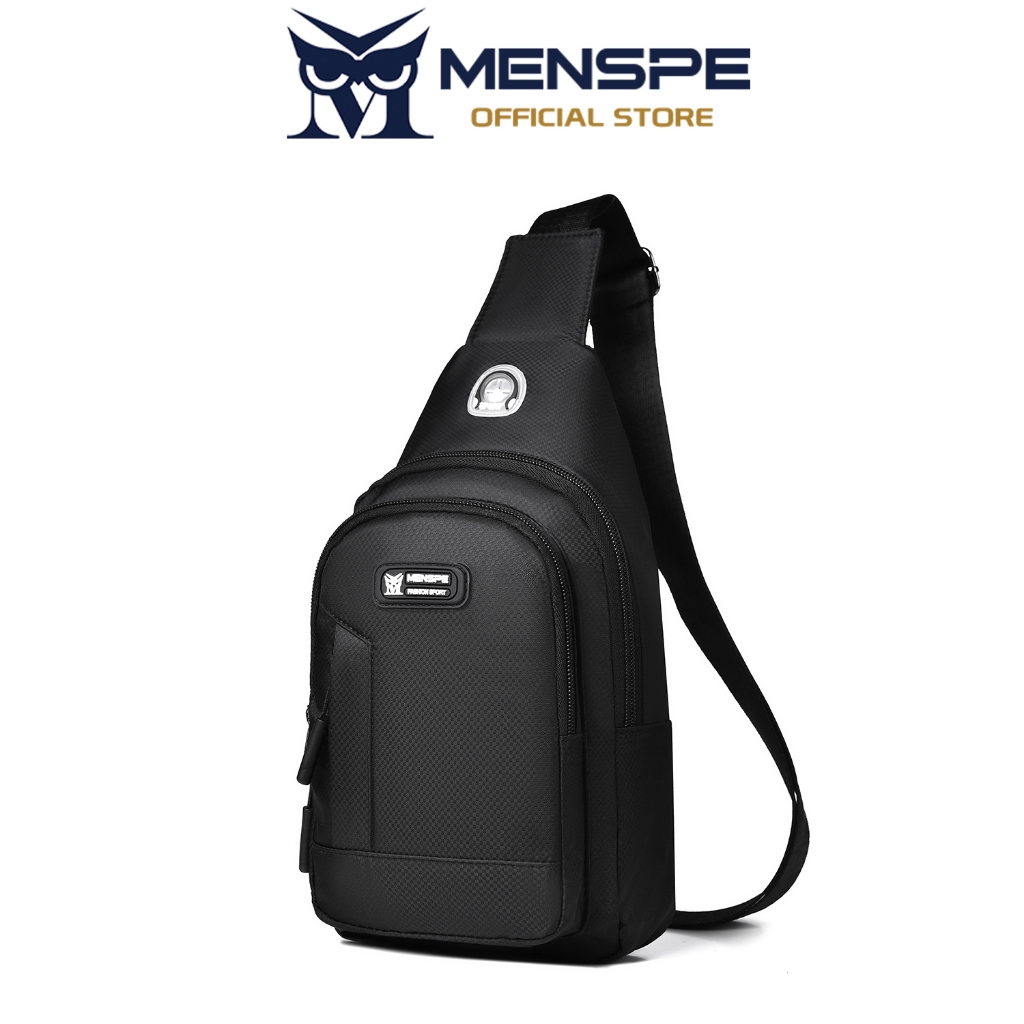 MENSPE กระเป๋าหน้าอก Mens Chest Bag Fashion Cross-Body Bag Oxford Cloth Waterproof Shoulder Bag Sports Bag