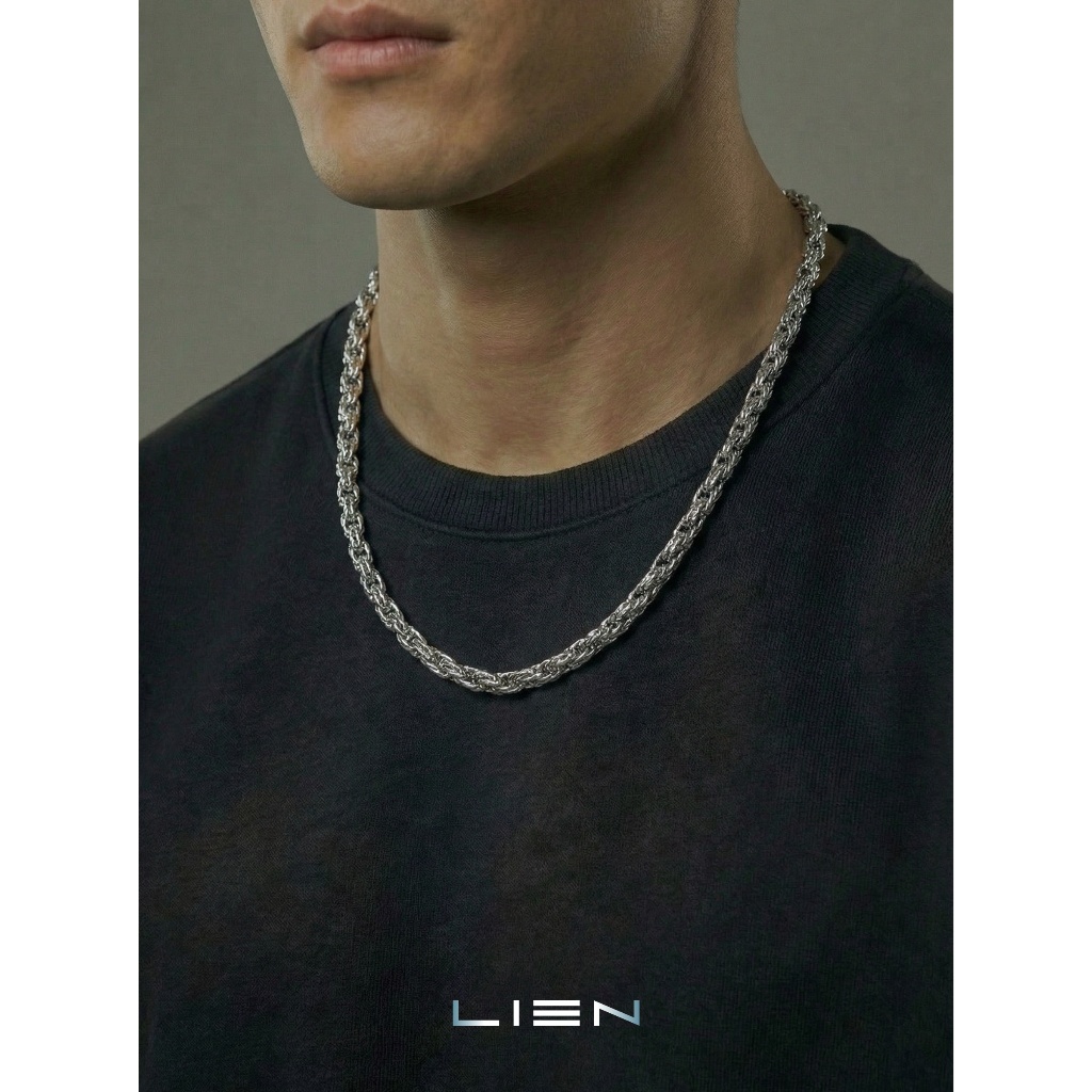 LIEN สร้อยคอโซ่เชือกเงินเหล็กไทเทเนียมผู้ชาย| สไตล์สตรีทแวร์สไตล์มินิมอล| 50ซม|เรือ 24 ชม.