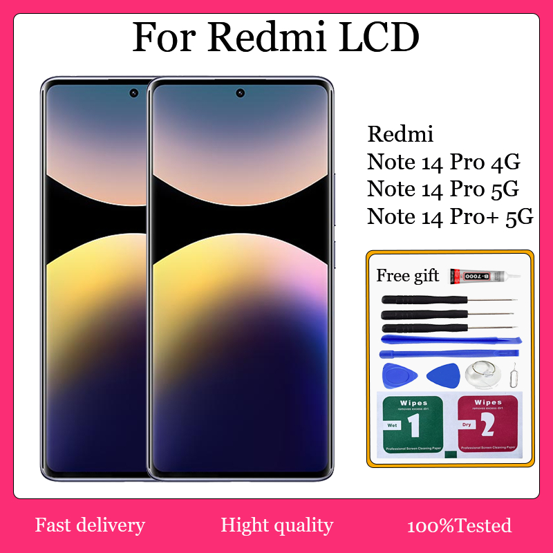 Original AMOLED สําหรับ Redmi หมายเหตุ 14 Pro 4G 5G หมายเหตุ 14 Pro Plus 5G จอแสดงผล LCD หน้าจอสัมผัสเปลี่ยน