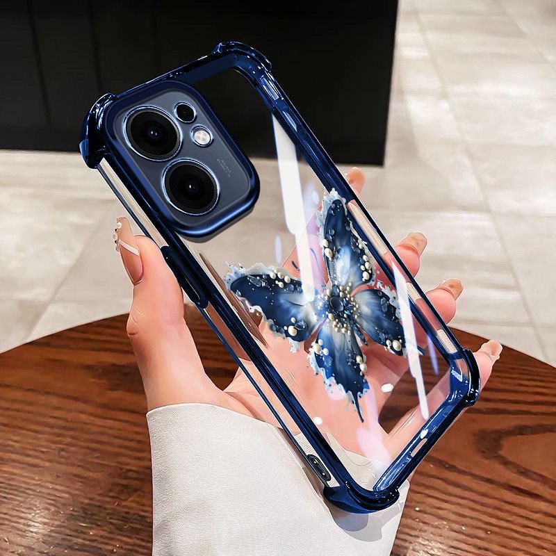 YBD สําหรับ OPPO A6 Pro A6X A6T Pro A6S A6C 4G 5G Anti-drop ป้องกันเพิร์ลที่มีสีสันผีเสื้อใสเคสโทรศัพท์