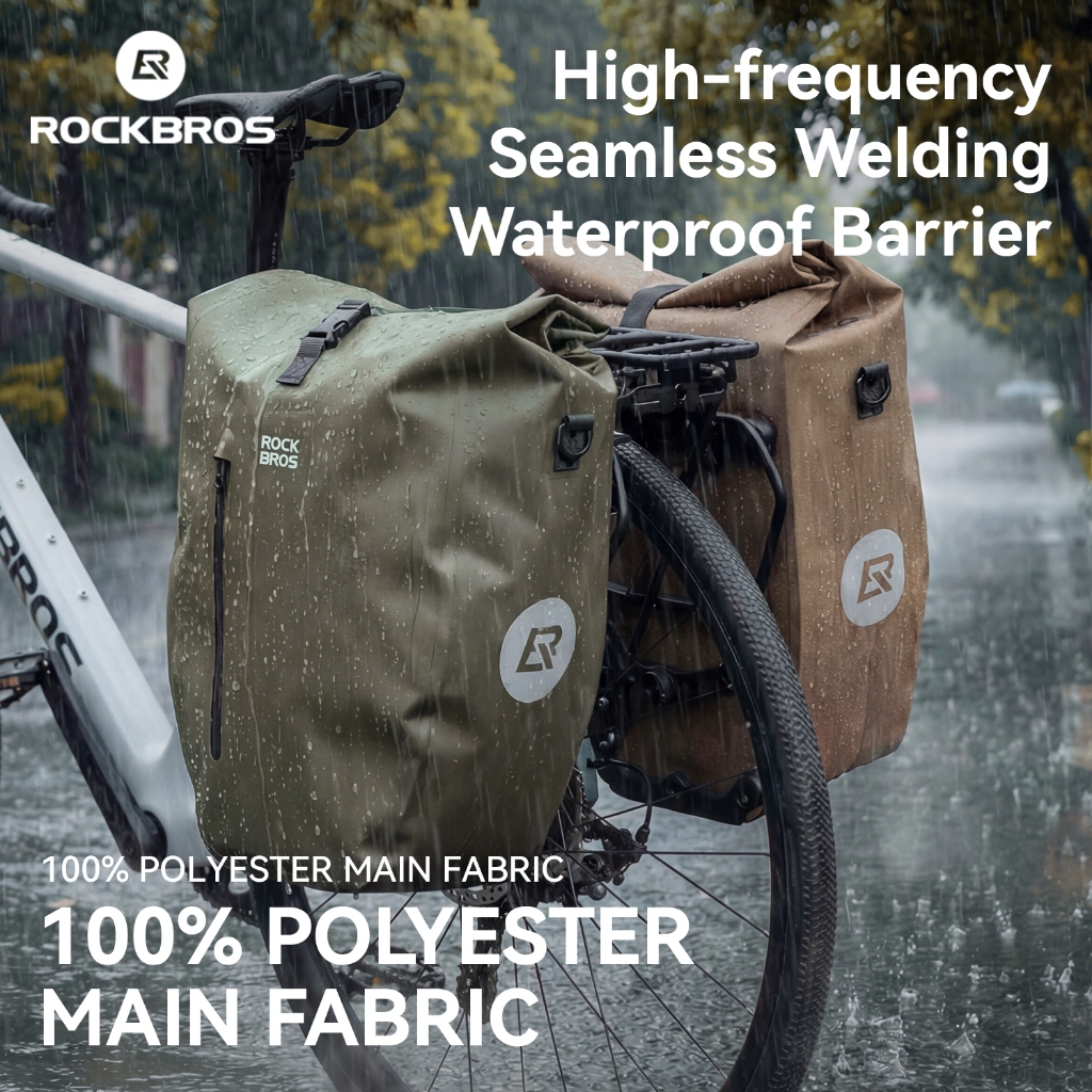 ROCKBROS กระเป๋าท้ายจักรยาน 20L กันน้ำ ความจุใหญ่ สะท้อนแสง แข็งแรง ปรับสายได้ เหมาะสำหรับปั่นจักรยาน ทัวร์ริ่ง